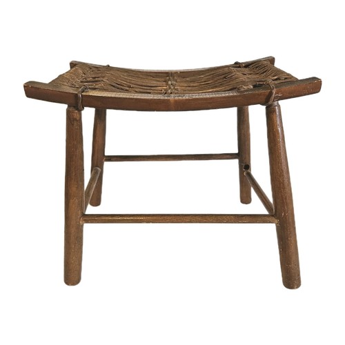 Vtg primitive wood stool - wood,